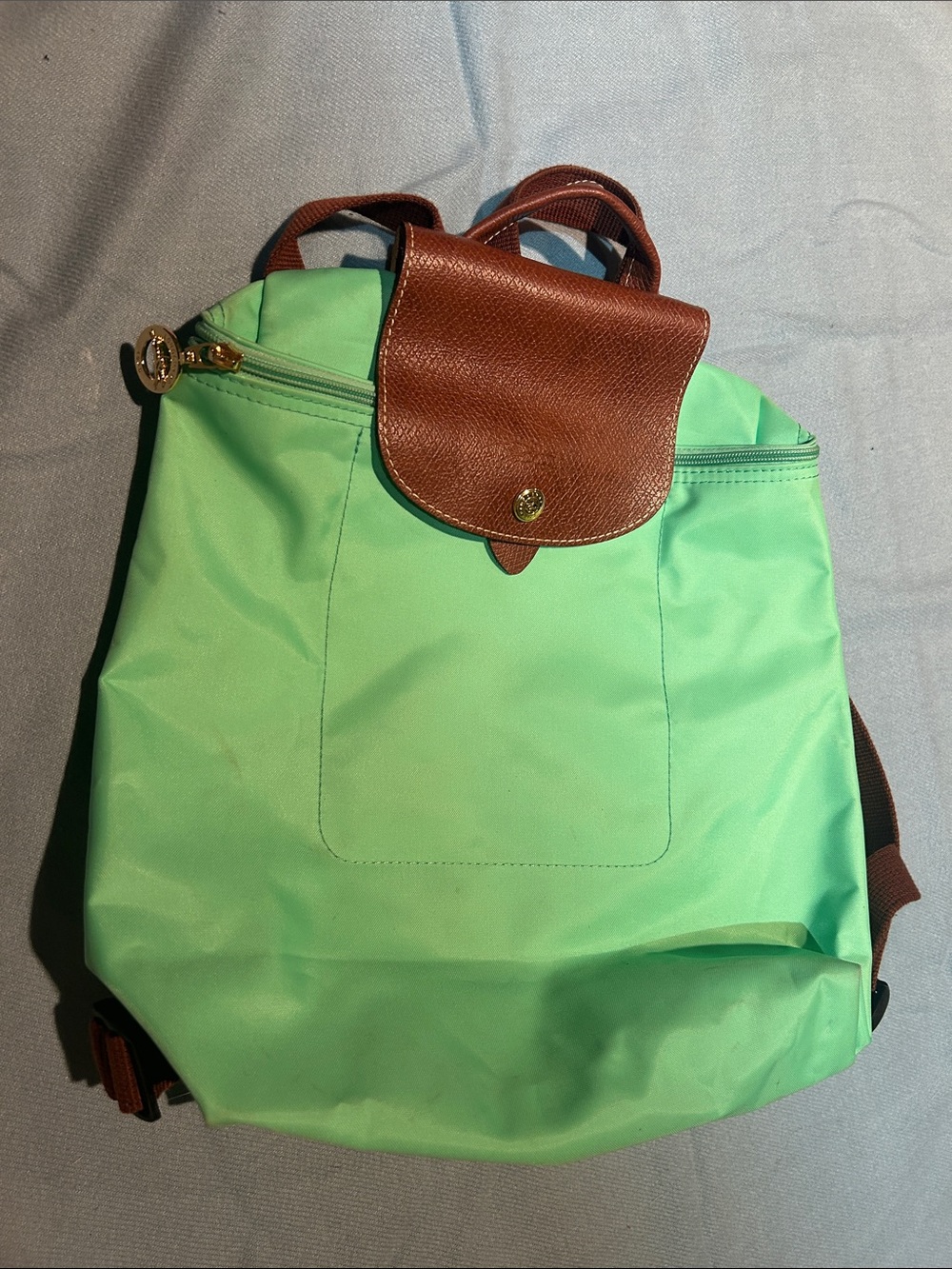 Longchamp backpack - Brown & Mint Green (Classic Casual Women's Bag)